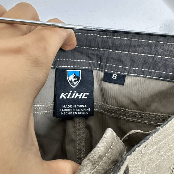 KUHL Cropped Hiking Pants Khaki beige Floral Embroidered outdoors womens 8 - Picture 5 of 8